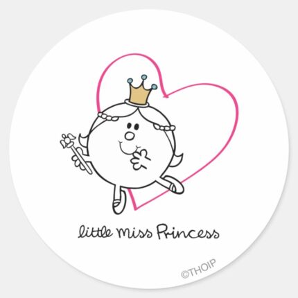 Simple Little Miss Princess Pink Heart Classic Round Sticker