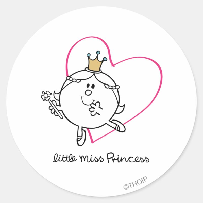 Simple Little Miss Princess Pink Heart Classic Round Sticker Simple Little Miss Princess Pink Heart Classic Round Sticker