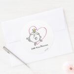 Simple Little Miss Princess Pink Heart Classic Round Sticker