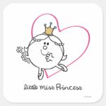 Simple Little Miss Princess Pink Heart Square Sticker