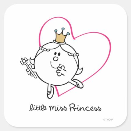 Simple Little Miss Princess Pink Heart Square Sticker