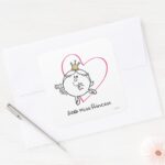 Simple Little Miss Princess Pink Heart Square Sticker