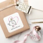 Simple Little Miss Princess Pink Heart Square Sticker