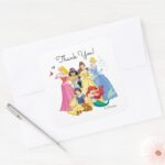 Simple Modern Disney Princess Birthday Thank You Square Sticker