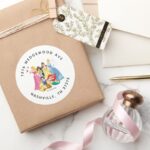 Simple And Modern Disney Princess Birthday Classic Round Sticker