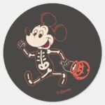 Skeleton Mickey On Halloween Classic Round Sticker