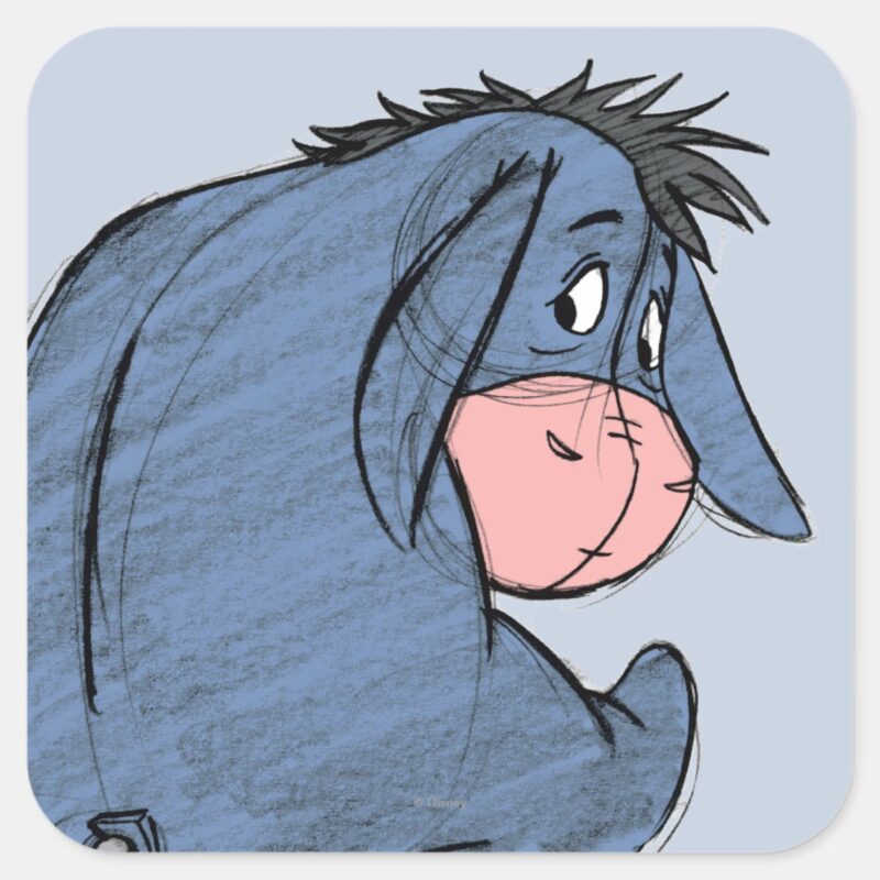Sketch Eeyore 1 Square Sticker