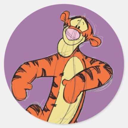 Sketch Tigger Classic Round Sticker