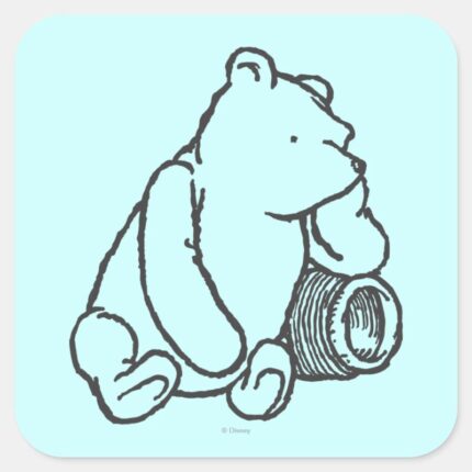 Sketch Winnie The Pooh 2 Square Sticker
