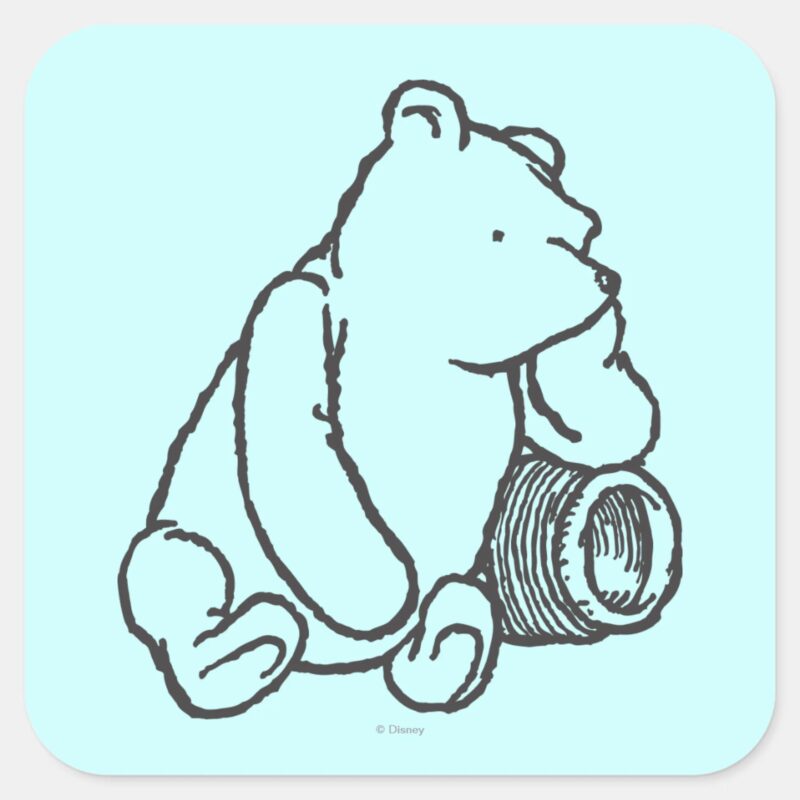 Sketch Winnie The Pooh 2 Square Sticker