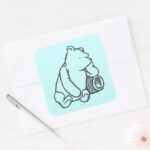 Sketch Winnie The Pooh 2 Square Sticker
