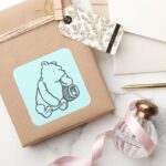 Sketch Winnie The Pooh 2 Square Sticker