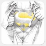 Sketched Chest Superman Logo Square Sticker