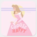 Sleeping Beauty Aurora Choose Happy Square Sticker