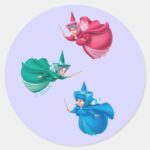 Sleeping Beauty Fairies Classic Round Sticker