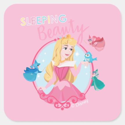 Sleeping Beauty With Fairy Godmothers Square Sticker