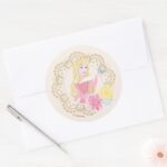 Sleeping Beauty Floral Gold Confetti Classic Round Sticker