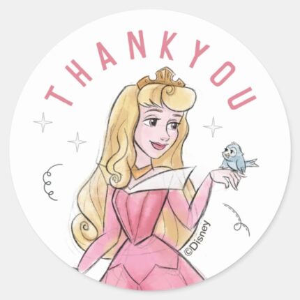 Sleeping Beauty Watercolor Birthday Classic Round Sticker