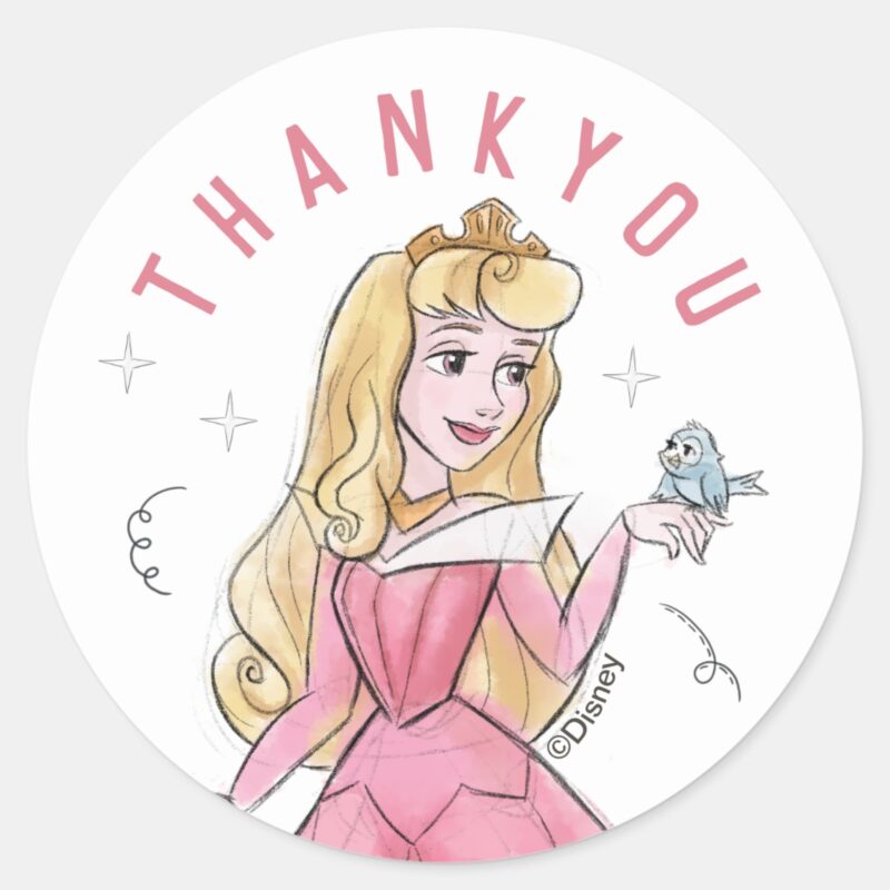 Sleeping Beauty Watercolor Birthday Classic Round Sticker