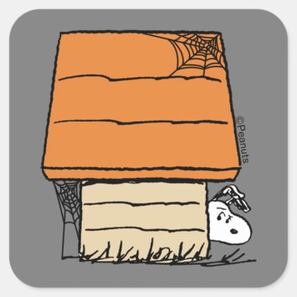 Snoopy Halloween Spider Web Doghouse Square Sticker