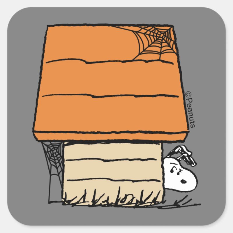 Snoopy Halloween Spider Web Doghouse Square Sticker