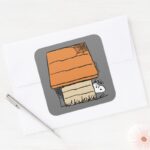 Snoopy Halloween Spider Web Doghouse Square Sticker