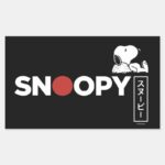 Snoopy Japanese Typography Graphic Rectangular Sticker