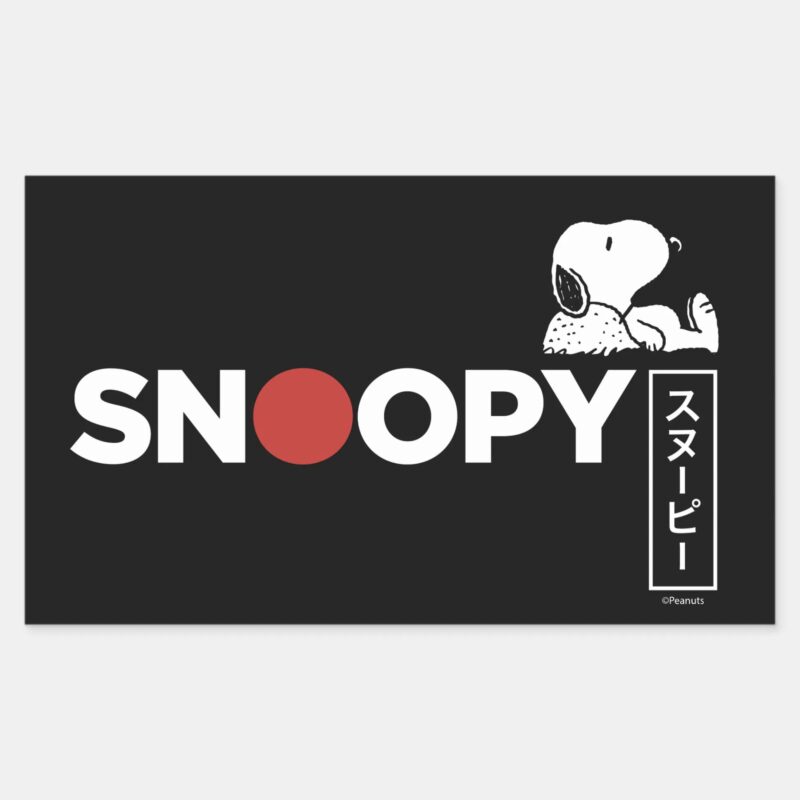 Snoopy Japanese Typography Graphic Rectangular Sticker