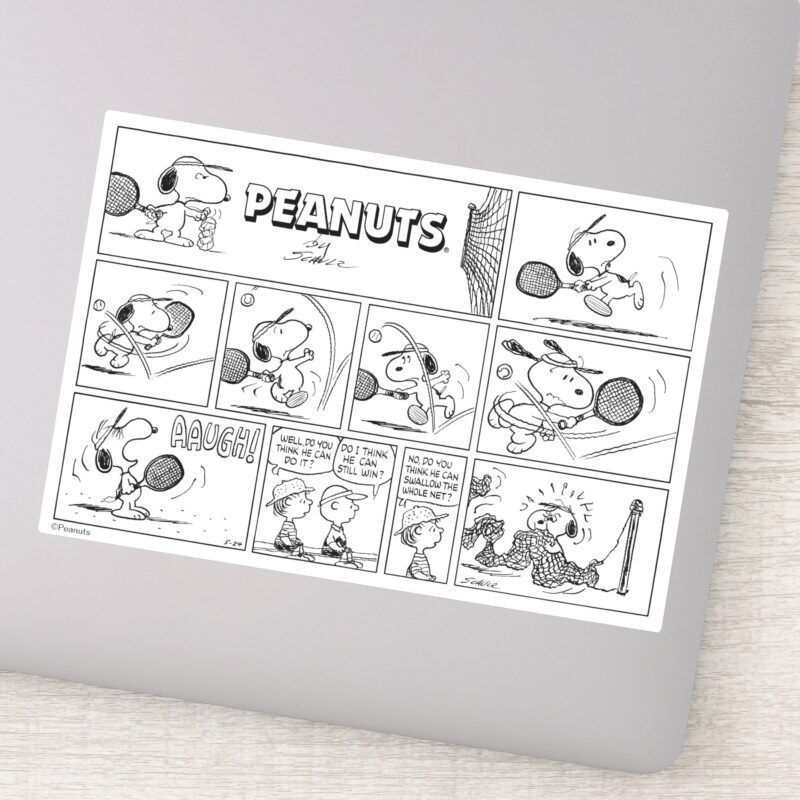 Snoopy Plays Tennis Sticker