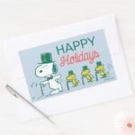 Snoopy Top Hat Peppermint Candy Rectangular Sticker