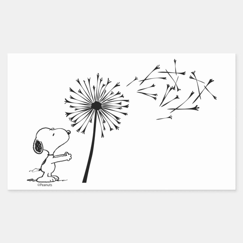 Snoopy With Dandelion Rectangular Sticker