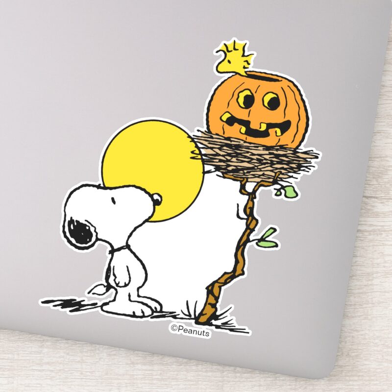 Snoopy Woodstock Nest With Jack O Lantern Sticker Snoopy Woodstock Nest With Jack O Lantern Sticker