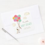 Snoopy And Balloons Baby Shower Square Sticker