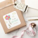 Snoopy And Balloons Baby Shower Square Sticker