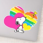 Snoopy And Woodstock Rainbow Hearts Sticker