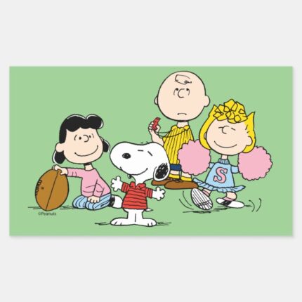 Snoopy And The Gang Play Football Rectangular Sticker