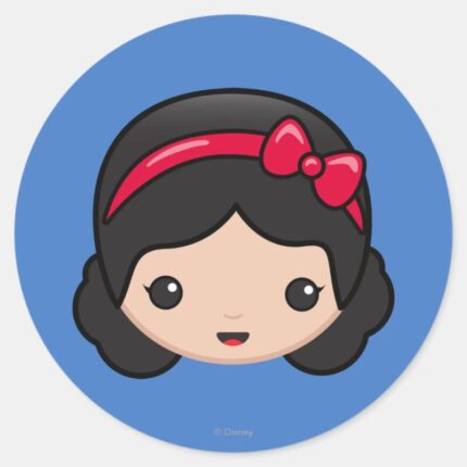 Snow White Emoji Classic Round Sticker