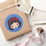 Snow White Emoji Classic Round Sticker