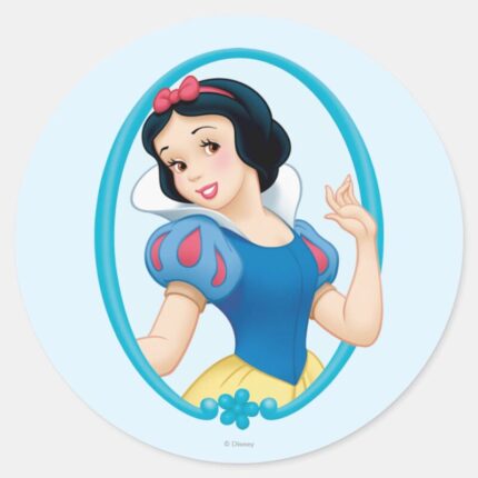 Snow White Frame Classic Round Sticker