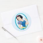 Snow White Frame Classic Round Sticker