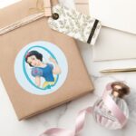 Snow White Frame Classic Round Sticker