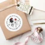 Snow White Outline Graphic Just One Bite Classic Round Sticker