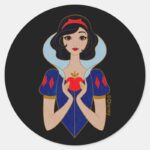 Snow White Stylized Character Badge Classic Round Sticker