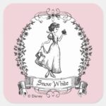 Snow White Holding Apple Elegant Sketch Square Sticker