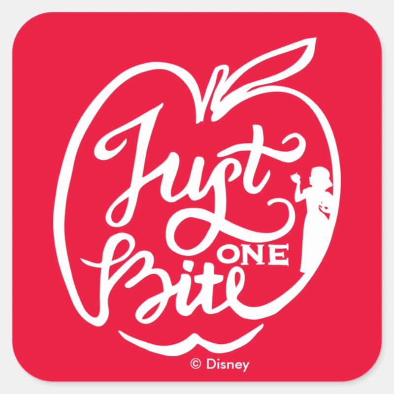 Snow White Just One Bite White Square Sticker Snow White Just One Bite White Square Sticker
