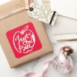 Snow White Just One Bite White Square Sticker