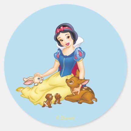 Snow White And Animal Friends Classic Round Sticker