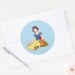 Snow White And Animal Friends Classic Round Sticker