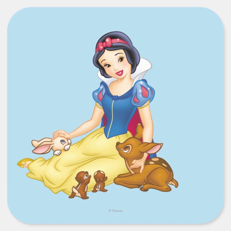 Snow White And Animal Friends Square Sticker Snow White And Animal Friends Square Sticker