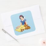 Snow White And Animal Friends Square Sticker
